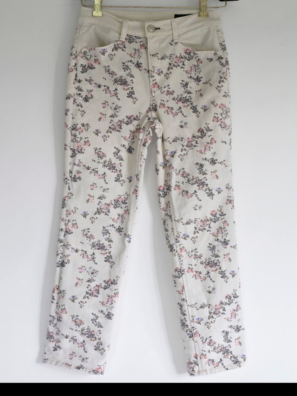 Rag & Bone Ellie Jeans Micro Floral Print White Jeans Size 26-Like New